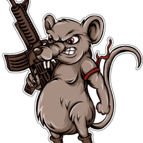 Rambo Mouse Military Rodent Exterminator Rat With AK47 Machine Gun vinyl sticker