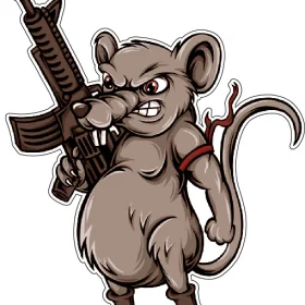Rambo Mouse Military Rodent Exterminator Rat With AK47 Machine Gun vinyl sticker
