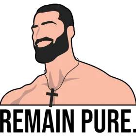 Remain Pure Christian Giga Chad Faith Strength Masculine Cross Motivation Mem vinyl sticker