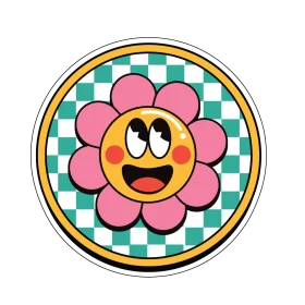 Hippie Smile Face Retro 90s Smiley Playful Funky Vintage Aesthetic Trendy Cool Flower Design Emoji Throwback Art vinyl sticker