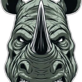 Rhinoceros Head Ferocious Unleashing Raw Power Angry Get Out Of My Way vinyl sticker