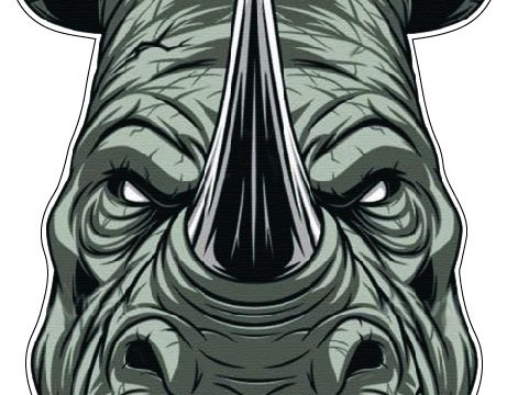 Rhinoceros Head Ferocious Unleashing Raw Power Angry Get Out Of My Way vinyl sticker