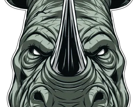 Rhinoceros Head Ferocious Unleashing Raw Power Angry Get Out Of My Way vinyl sticker