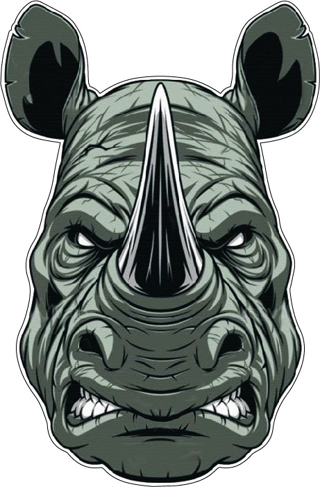 Rhinoceros Head Ferocious Unleashing Raw Power Angry Get Out Of My Way vinyl sticker