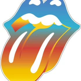 Rolling Stones Famous Rock Group Lips Blue Yellow vinyl sticker
