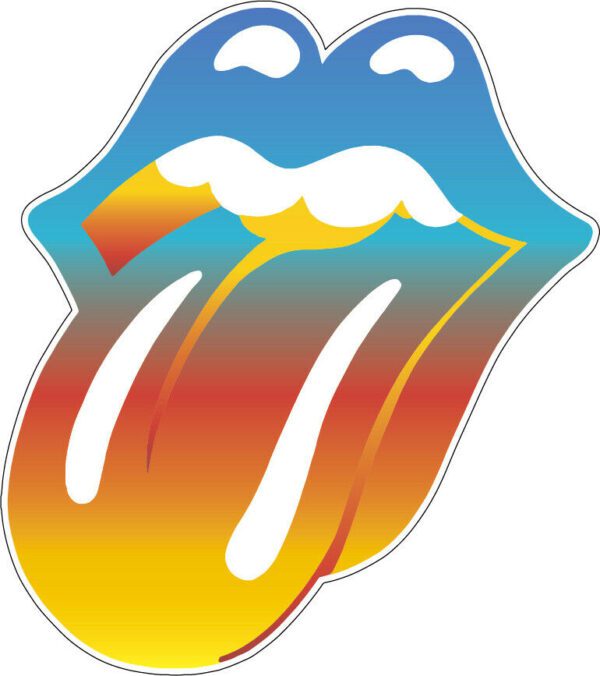 Rolling Stones Famous Rock Group Lips Blue Yellow vinyl sticker