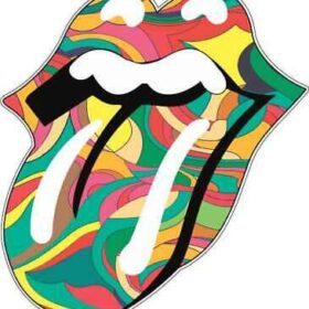 Rolling Stones Famous Rock Group Lips Rainbow Colors vinyl sticker