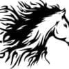 Running Horse Head Flames Cut Out Vinyl Decal