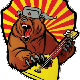 Russian Style Bear With Balalaika vinyl sticker