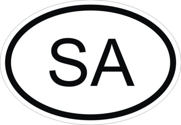 SA SAUDI ARABIA COUNTRY CODE OVAL vinyl sticker