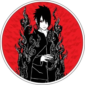 Sasuke Uchiha Eternal Sharingan Black Red Flames Circle Vinyl Sticker