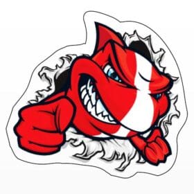 Scuba Diving Flag Shark Attack Maskot Tearing Underwater Printed Vinyl Sticker