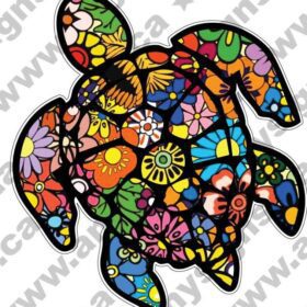 Sea Turtles Flowers vinyl sticker