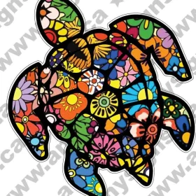 Sea Turtles Flowers vinyl sticker