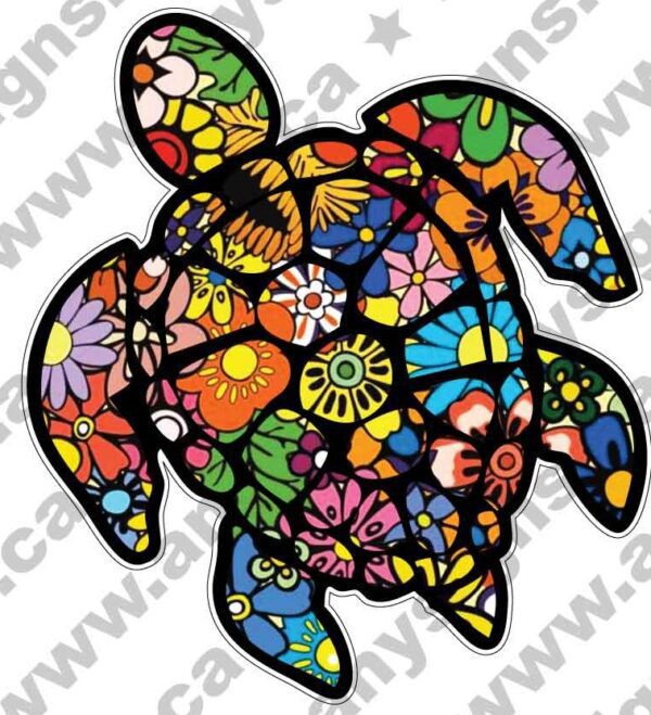 Sea Turtles Flowers vinyl sticker