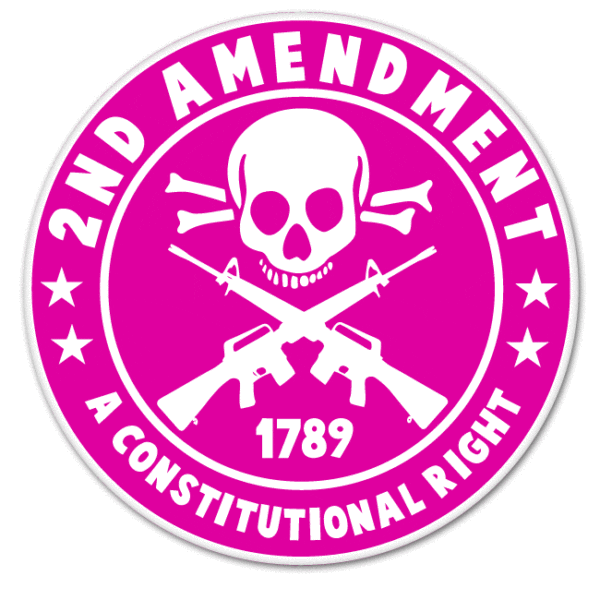 Second Amendment Constitution Pink Bumper Vinyl Sticker.GIF