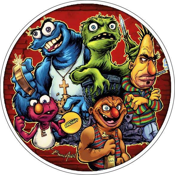 Sesame Street Puppet Gang Parody Funny Urban Cartoon Crew Dark Humor Meme Art Retro Graffiti Style Hip Hop vinyl sticker Sesame Street Puppet Gang Parody Funny Urban Cartoon Crew Dark Humor Meme Art Retro Graffiti Style Hip Hop vinyl sticker