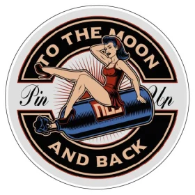 Sexy Girl On Gas Balloon To The Moon And Back Adventure Pin Up Retro Advertising Cherchez La Femme Sexist Affair Vinyl Sticker