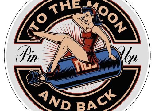 Sexy Girl On Gas Balloon To The Moon And Back Adventure Pin Up Retro Advertising Cherchez La Femme Sexist Affair Vinyl Sticker