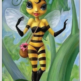Sexy Honey Bee With Big Charisma Eyes And Fancy Striped Fashion Underwear Suit vinyl sticker