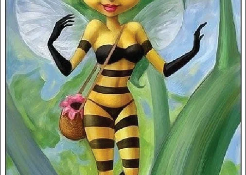 Sexy Honey Bee With Big Charisma Eyes And Fancy Striped Fashion Underwear Suit vinyl sticker