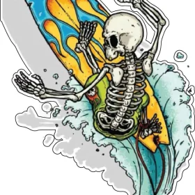 Skeleton Surfer Death Rider Wave Point Break Summer Fun Time vinyl sticker