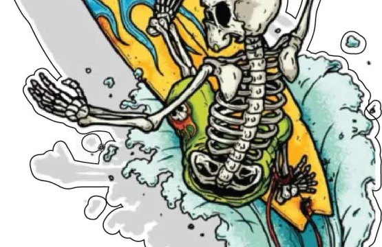Skeleton Surfer Death Rider Wave Point Break Summer Fun Time vinyl sticker