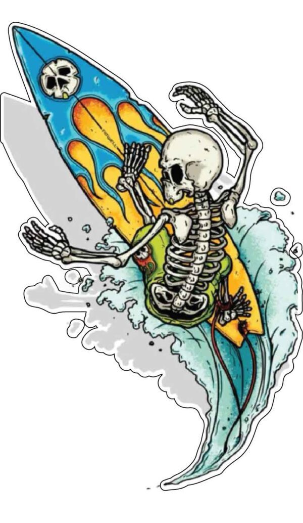 Skeleton Surfer Death Rider Wave Point Break Summer Fun Time vinyl sticker