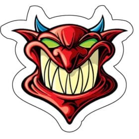 Skull Demon Evil Cartoon Smile Printed Vinyl Sticker