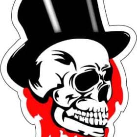 Skull in Hat Bloody Drops Vinyl Sticker
