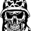 Skull in Military Hakky Helmet Cut Out Vinyl Decal