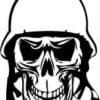 Skull in White Military Helmet Cut Out Vinyl Decal