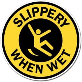 Slippery When Wet Round Sign Wall Window Car Vinyl Sticker