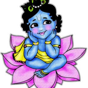 Small Krishna on Lotus vinyl sticker