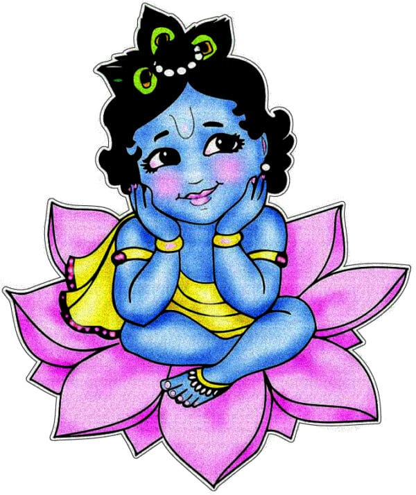 Small Krishna on Lotus vinyl sticker