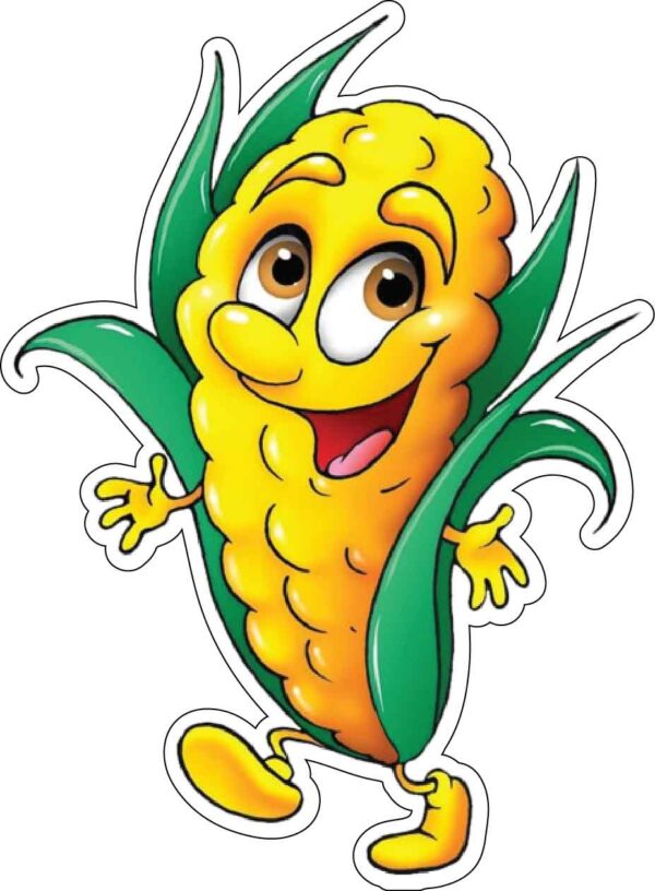 Smiling Corny Delight Playful Happy Dancing Singing Cute Little Corncob vinyl sticker