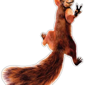 Smiling Ginger Squirrel Cartoon With American Victory Gesture Vinyl Sticker