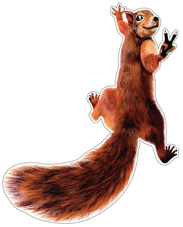 Smiling Ginger Squirrel Cartoon With American Victory Gesture Vinyl Sticker