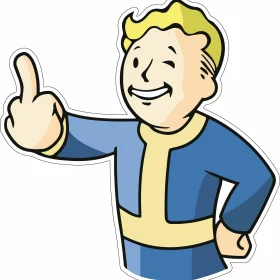 Smiling Vault Boy With Middle Finger Up vinyl sticker
