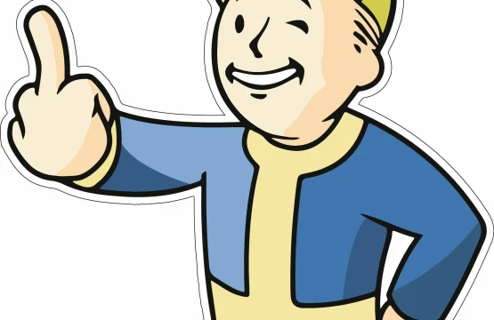 Smiling Vault Boy With Middle Finger Up vinyl sticker