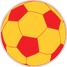 Football Red And Yellow Ball Logo Fan Team Pride Soccer Emblem Hexagonal Geometric Pattern Sports Enthusiast Unique Stylish Design vinyl sticker