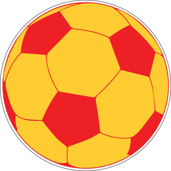 Football Red And Yellow Ball Logo Fan Team Pride Soccer Emblem Hexagonal Geometric Pattern Sports Enthusiast Unique Stylish Design vinyl sticker