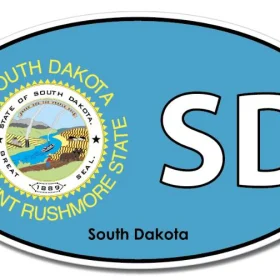 South Dakota State SD Oval Flag Wall Window Car Sticker Decal