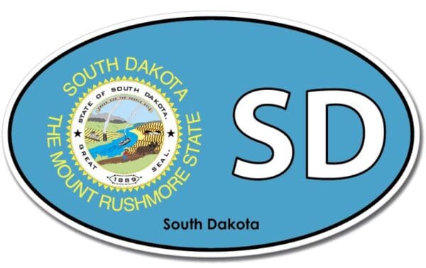 South Dakota State SD Oval Flag Wall Window Car Sticker Decal