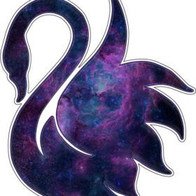 Space Swan Elegant Abstract Royal Blue Beautiful Birds Art Majestic Universe Milky Way Grace Symbol Vinyl sticker