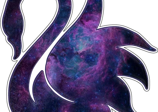 Space Swan Elegant Abstract Royal Blue Beautiful Birds Art Majestic Universe Milky Way Grace Symbol Vinyl sticker