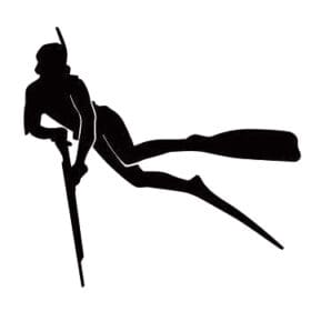 Spearfishing Diver Apnea Scuba Dive Cutout Vinyl Sticker.JPG