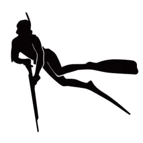 Spearfishing Diver Apnea Scuba Dive Cutout Vinyl Sticker.JPG