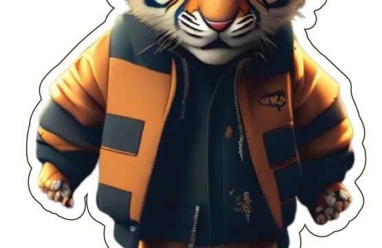 Stylish Tiger Baby In Suit Costume Leather Jacket Cute Cool Gangster Smooth Criminal vinyl sticker