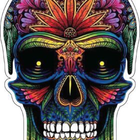 Sugar Skull Cannabis Psychedelic Marijuana Affects Your Mind Fancy Pattern Mexican Style Pop Art Vinyl Sticker